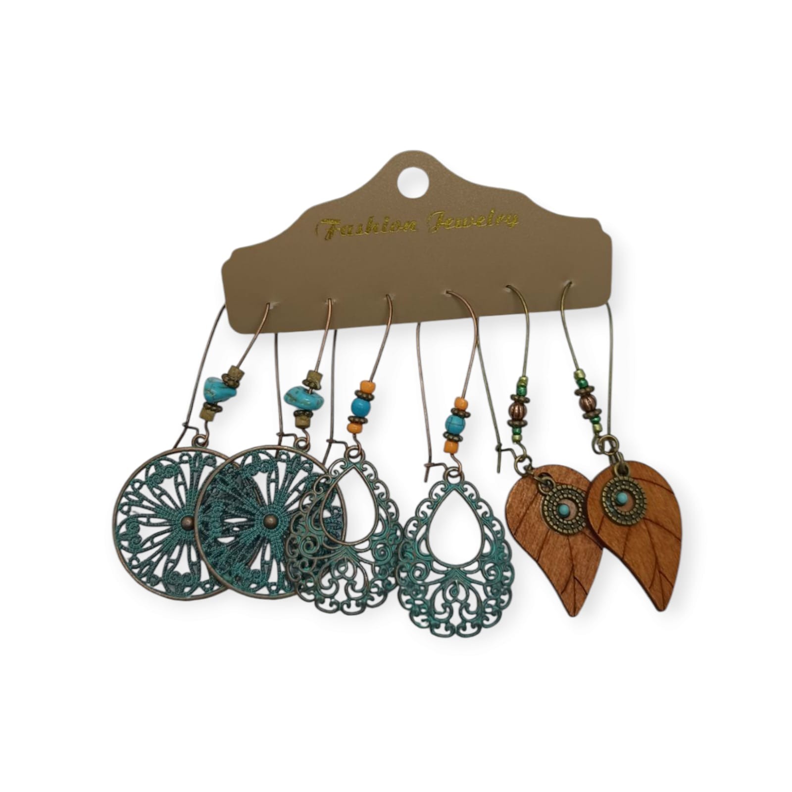 Bohem Antik Bronz, Çinko Alaşımlı Küpe 3 lü Set (4)