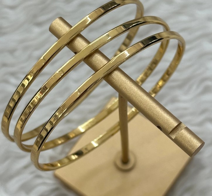 3'Lü Çelik Gold Kalın Ajda Bileklik (65mm)