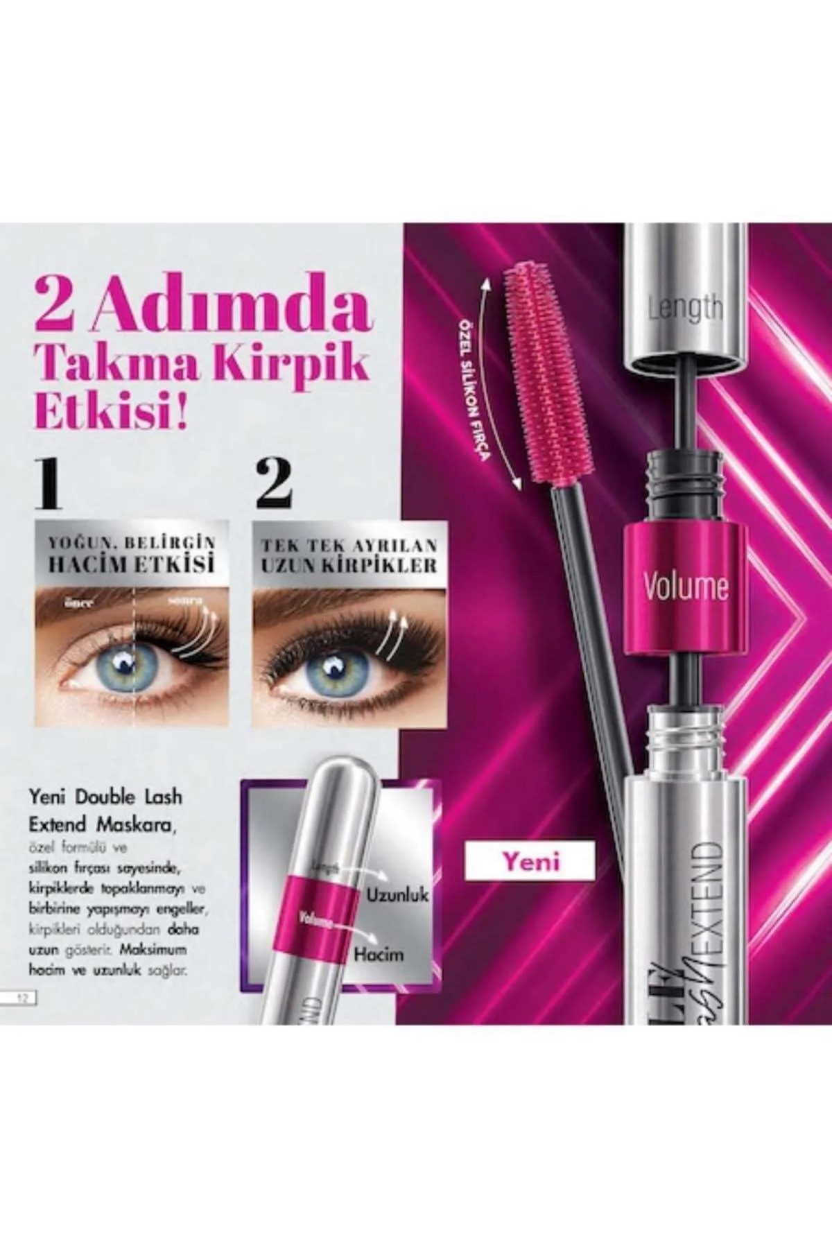 Double Lash Extend Çift Etkili Maskara 12 ml