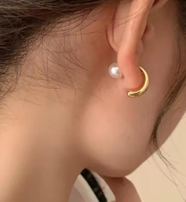 İnci Damlası Gold Küpe