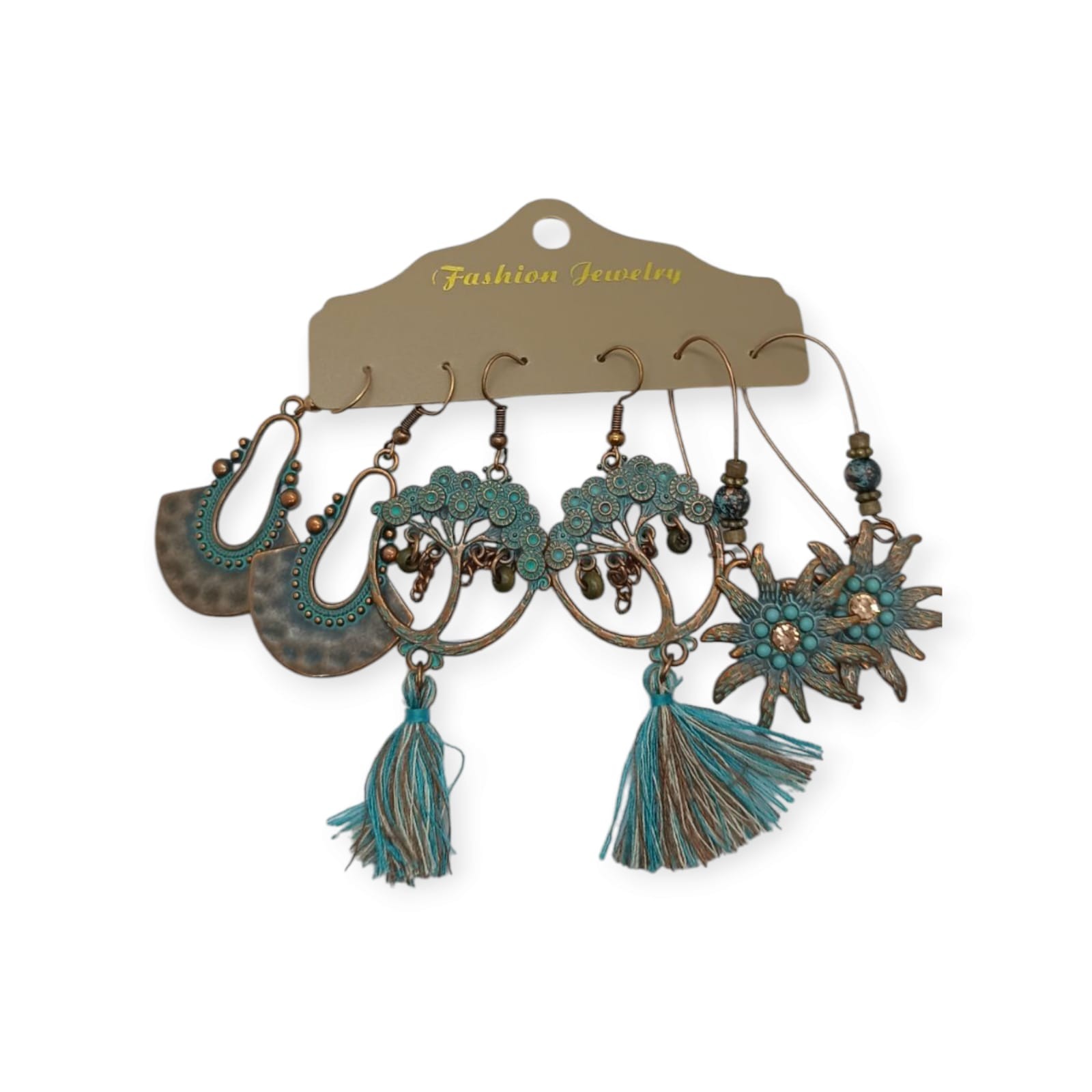 Bohem Antik Bronz, Çinko Alaşımlı Küpe 3 lü Set (2)