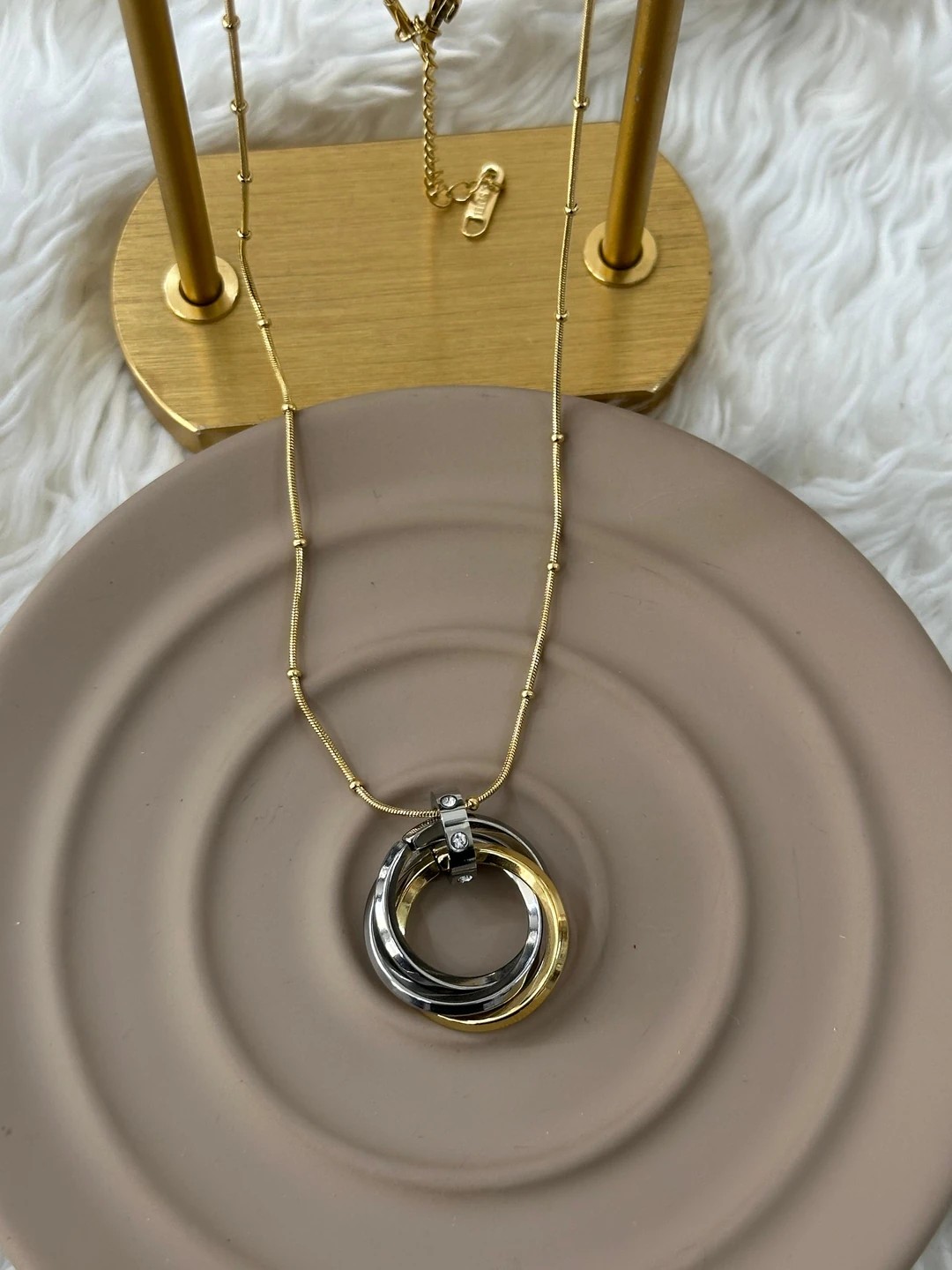 Silver Gold Çelik Kolye