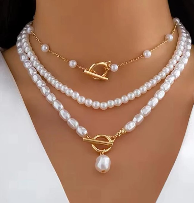 Gold Pearl Harmony 3’lü Kolye Seti