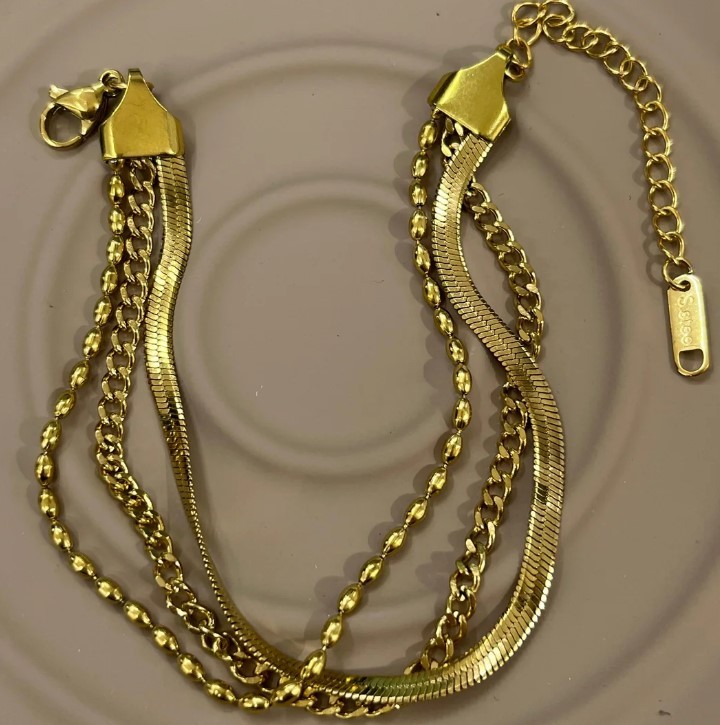 Çelik 3 lü Gold Bileklik