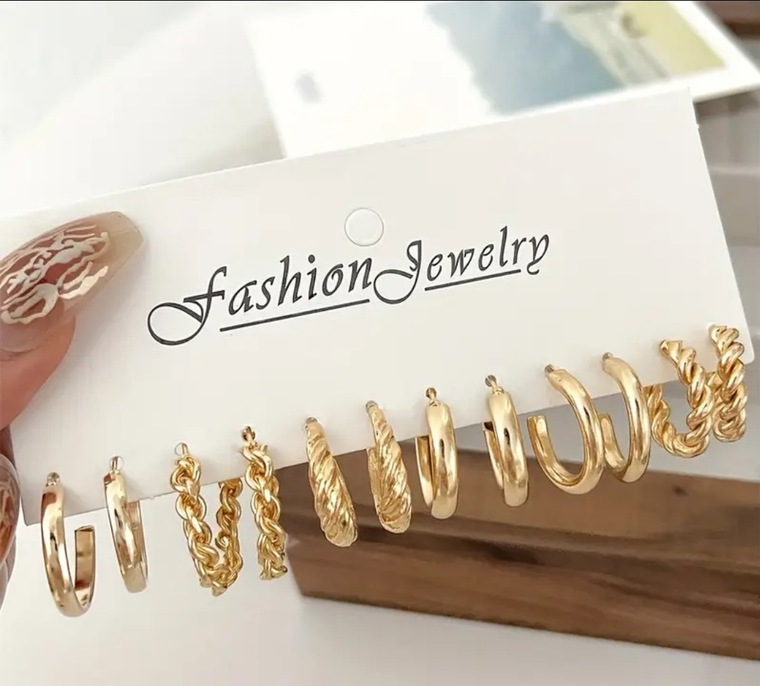 6'lı Gold Küpe Seti