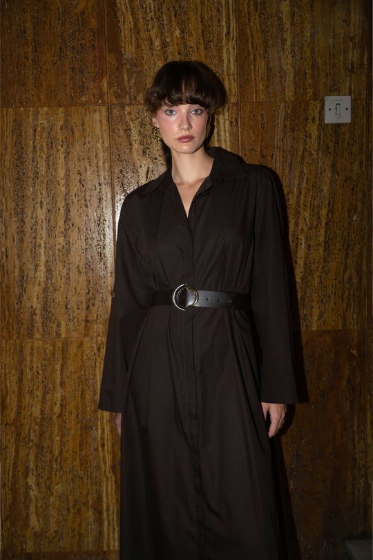 Gömlek Elbise Siyah - Siyah