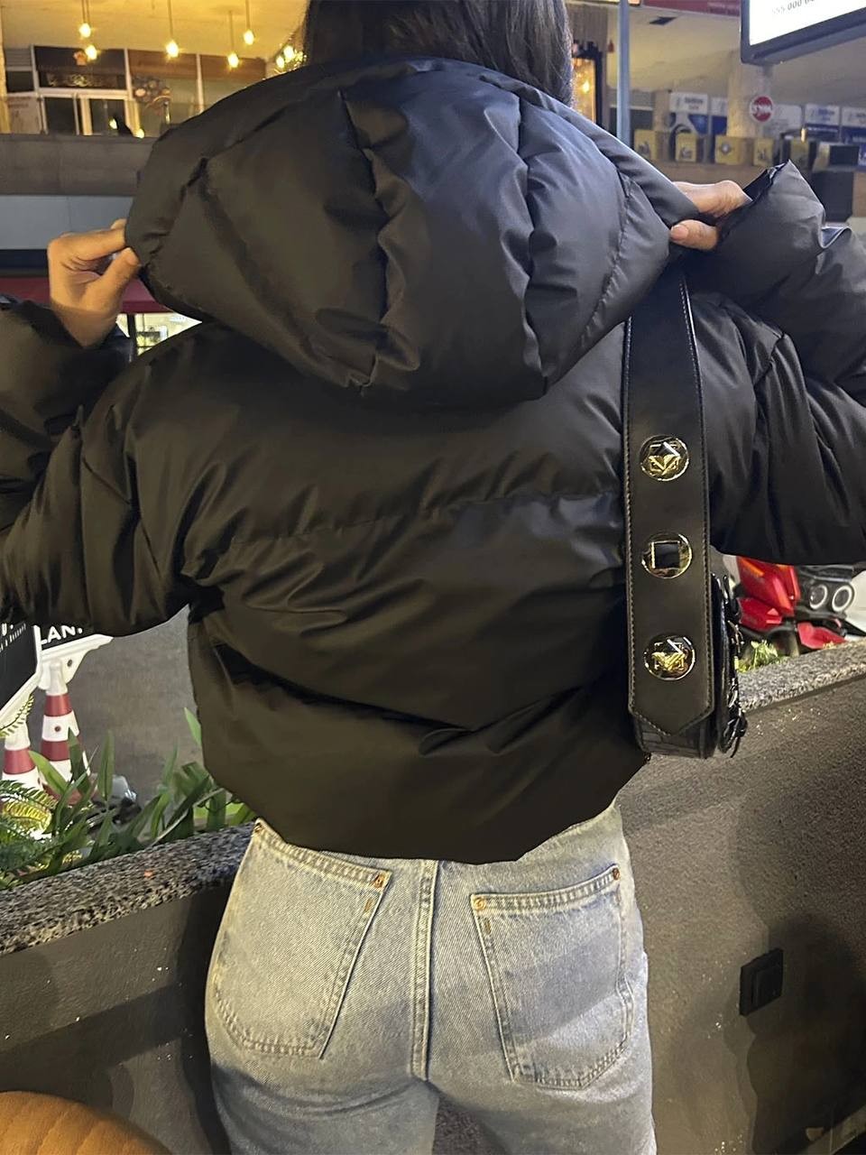 Short Kapuşonlu Şişme Mont