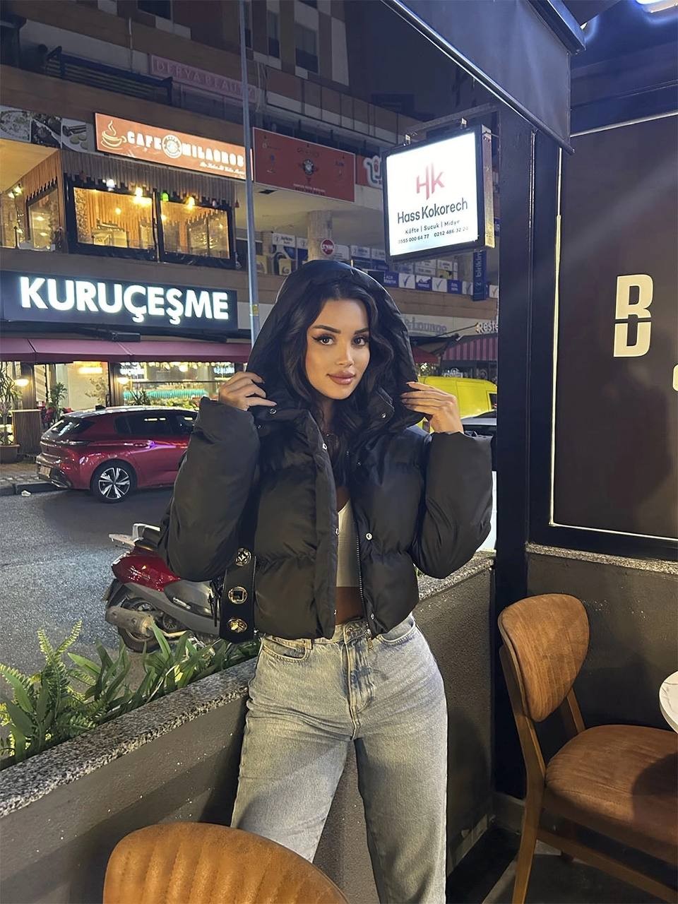 Short Kapuşonlu Şişme Mont