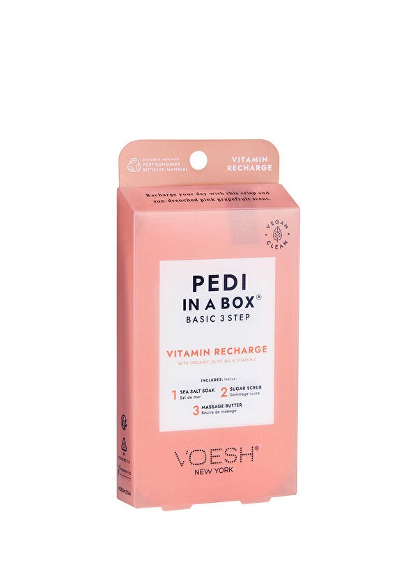 Voesh Pedi In A Box® Pembe Greyfurt & Vitamin Basic 3 Adımlı Pedikür Seti