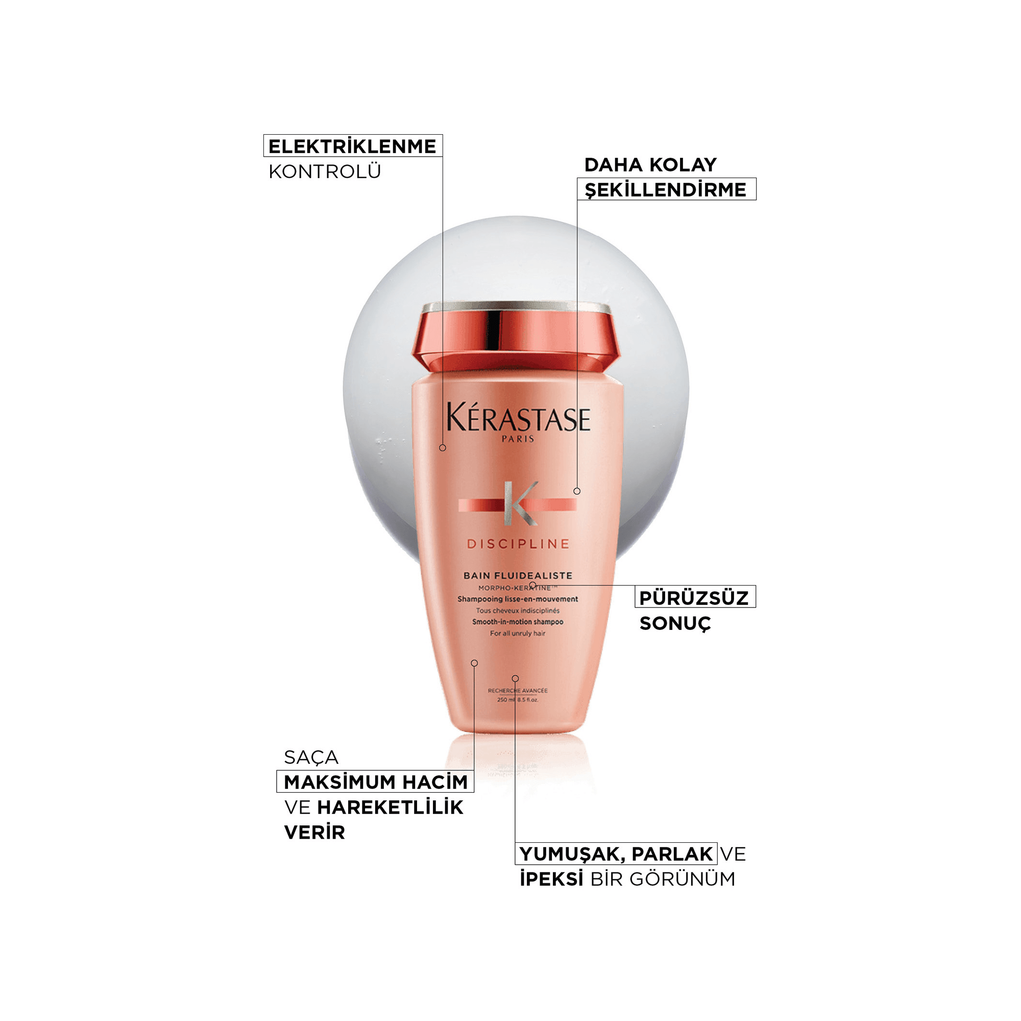 Kerastase Discipline Bain Fluidealiste Kolay Şekillendirme Sağlayan ve Elektriklenme Karşıtı Şampuan 250 ml
