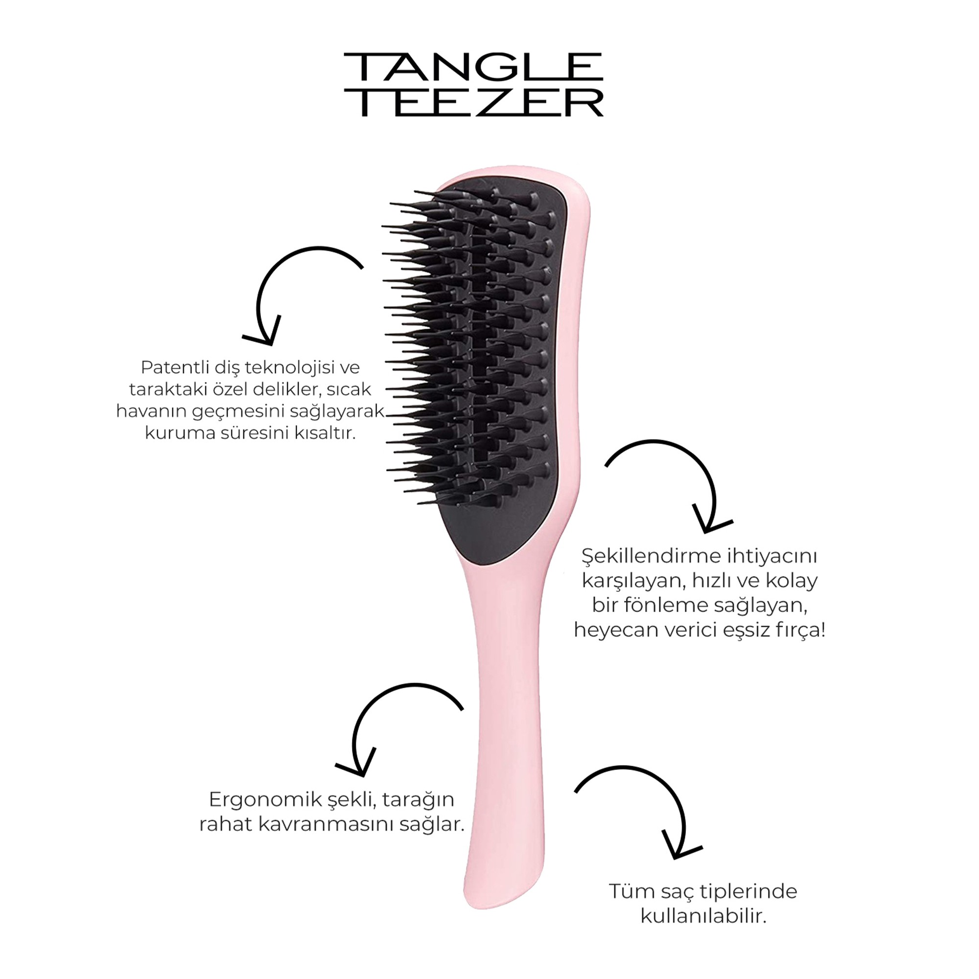 Tangle Teezer Easy Dry & Go Vented Tickled Pink Saç ve Fön Fırçası