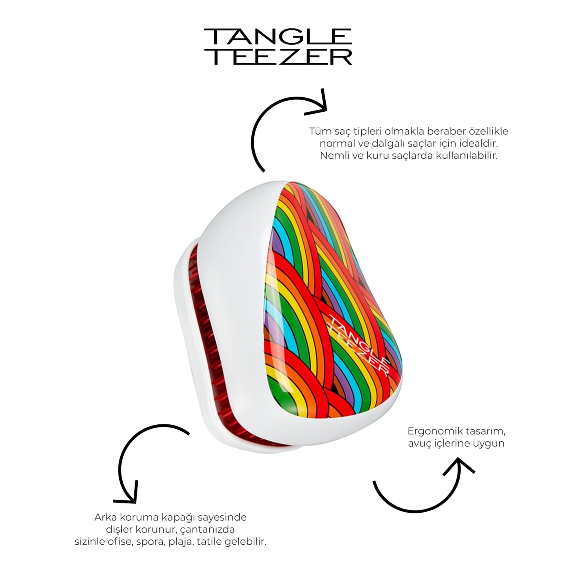 Tangle Teezer Compact Styler Rainbow Galore Saç Fırçası