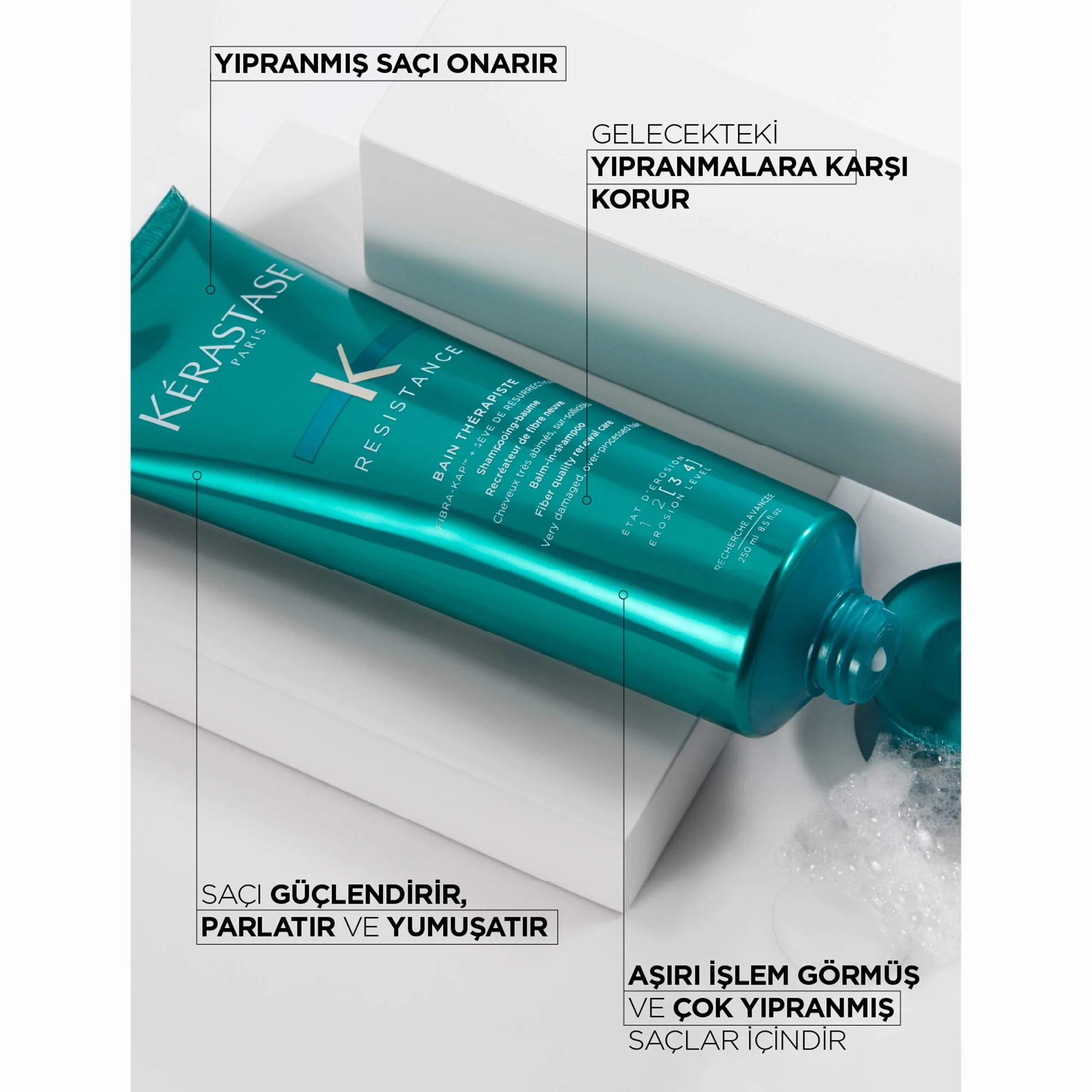 KERASTASE Resistance Bain Therapiste Aşırı Yıpranmış Saçlar İçin Onarıcı Balsam Şampuan 250ml