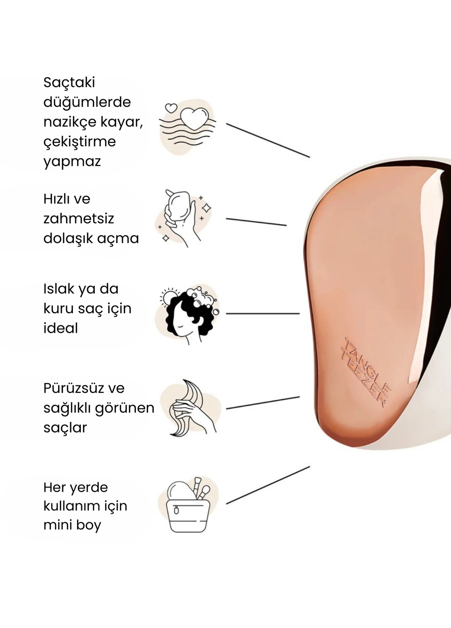 Tangle Teezer Compact Styler Ivory Rose Gold Saç Fırça