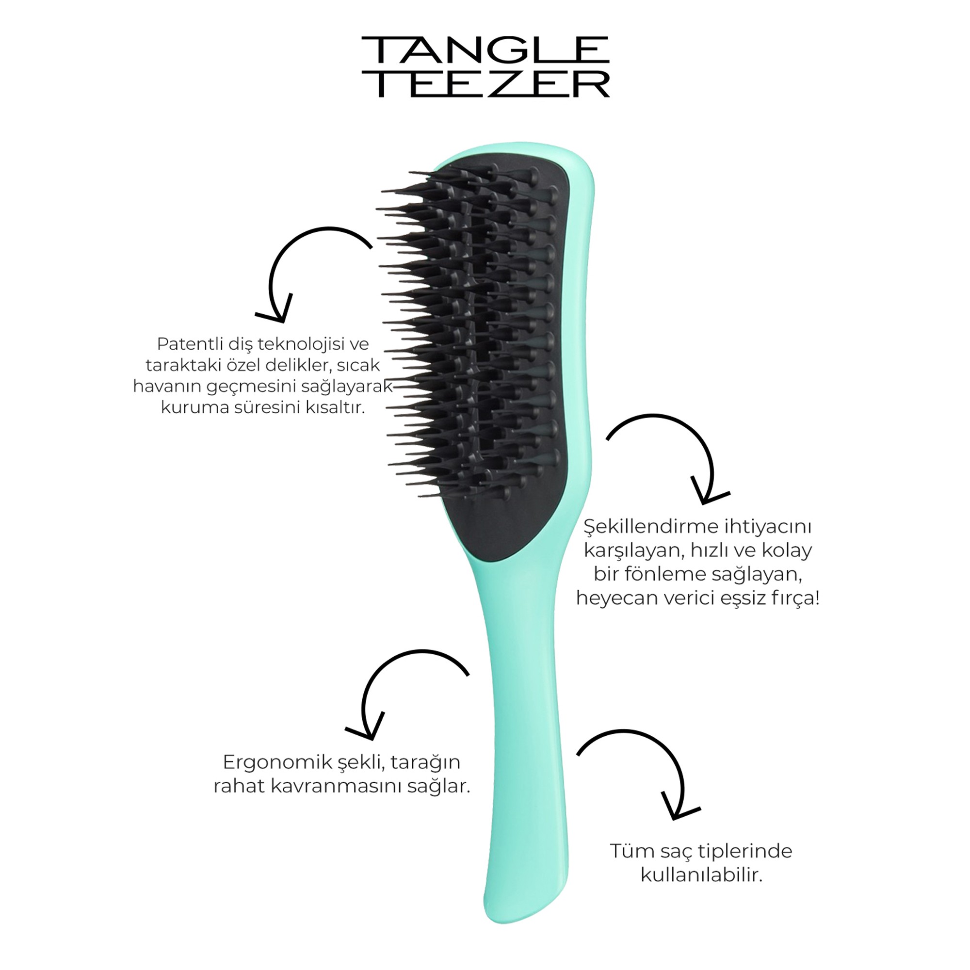 Tangle Teezer Easy Dry & Go Vented Sweet Pea Teal Green Saç ve Fön Fırçası