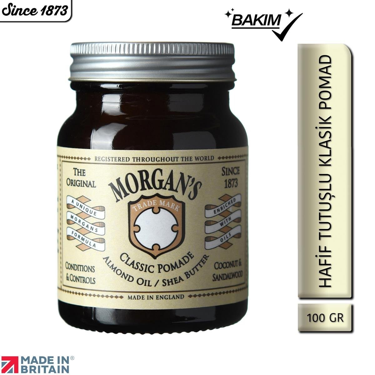 Morgan's Pomade Almond Oil Shea Butter Classic Pomade -Doğal Görünüm Sağlayan Şekillendirici Pomad 100 gr