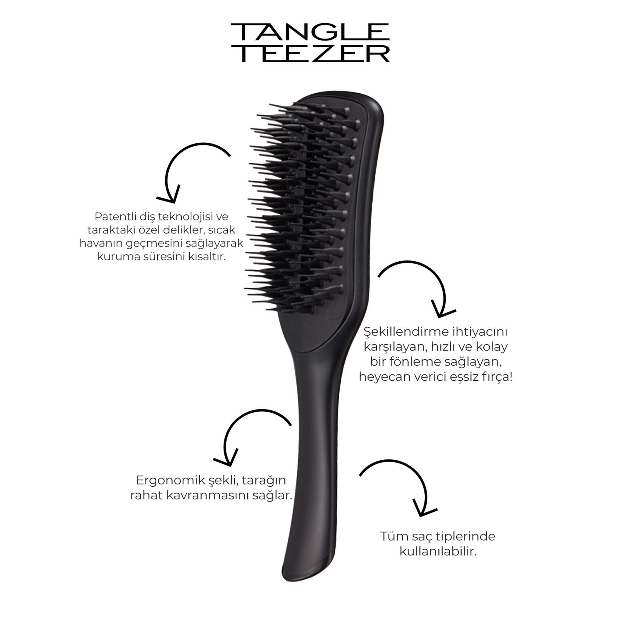 Tangle Teezer Easy Dry & Go Vented Jet Black Saç ve Fön Fırçası