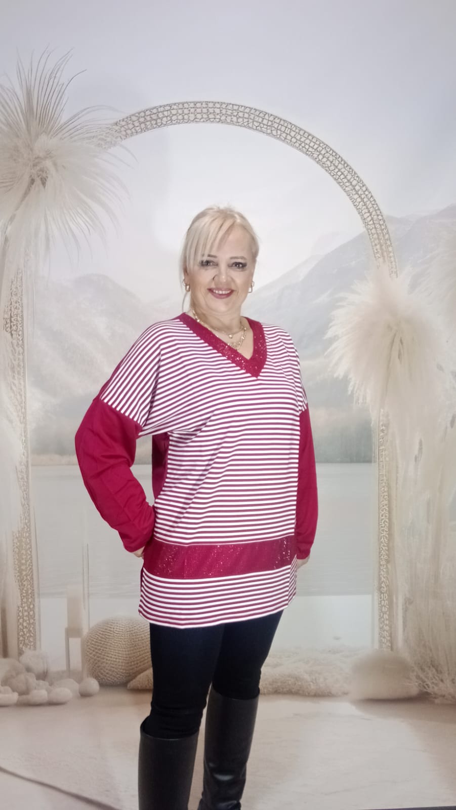 ÇİZGLİ BUZ - BORDO ÇİZGİLİ