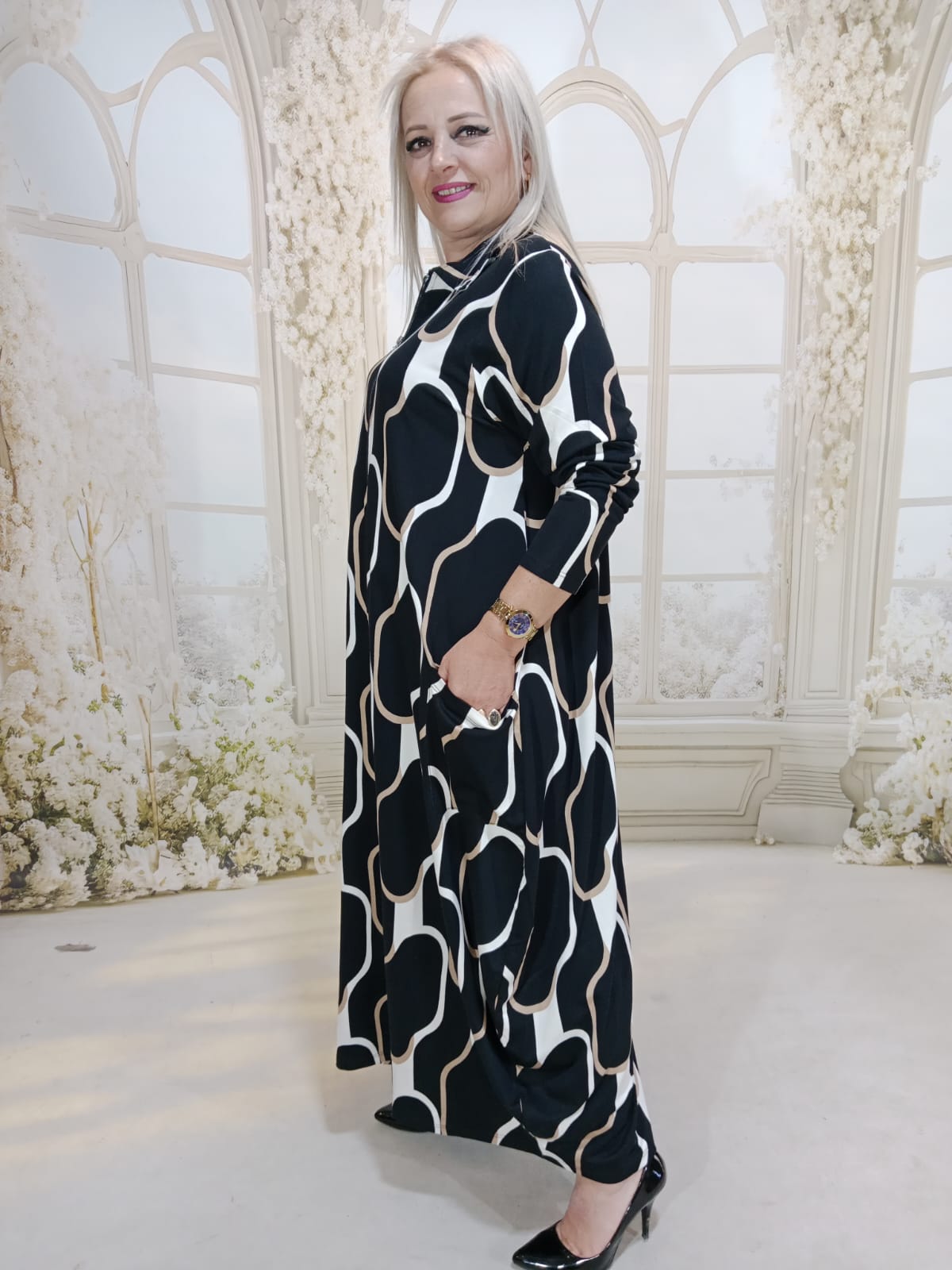 ŞALVAR ELBİSE  - SİYAH PETEK