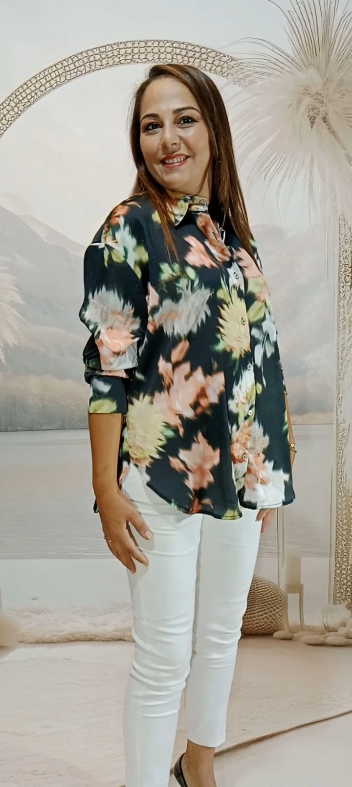 BÜYÜK BEDEN İPEK SATEN GÖMLEK - SİYAH BATİK