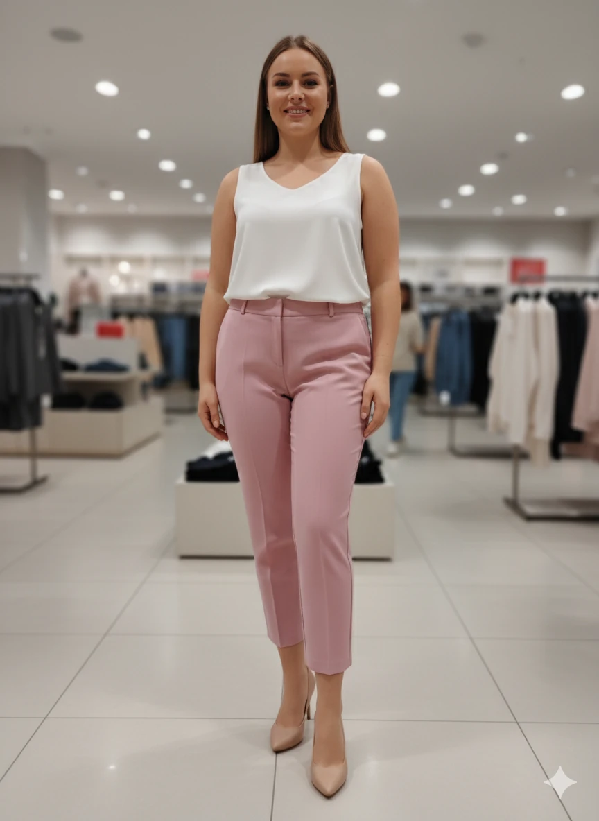 BÜTÜK BEDEN KALEM PANTOLON - PUDRA