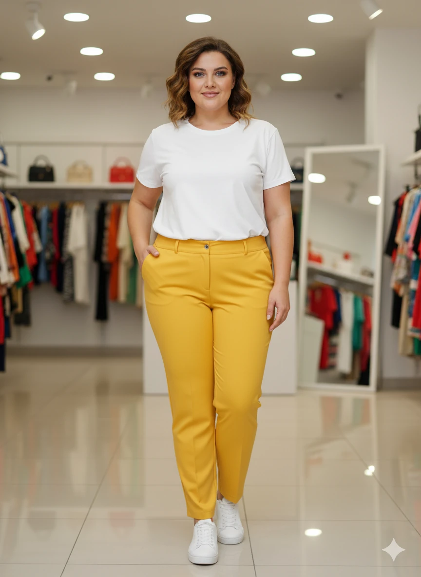 BÜTÜK BEDEN KALEM PANTOLON - HARDAL