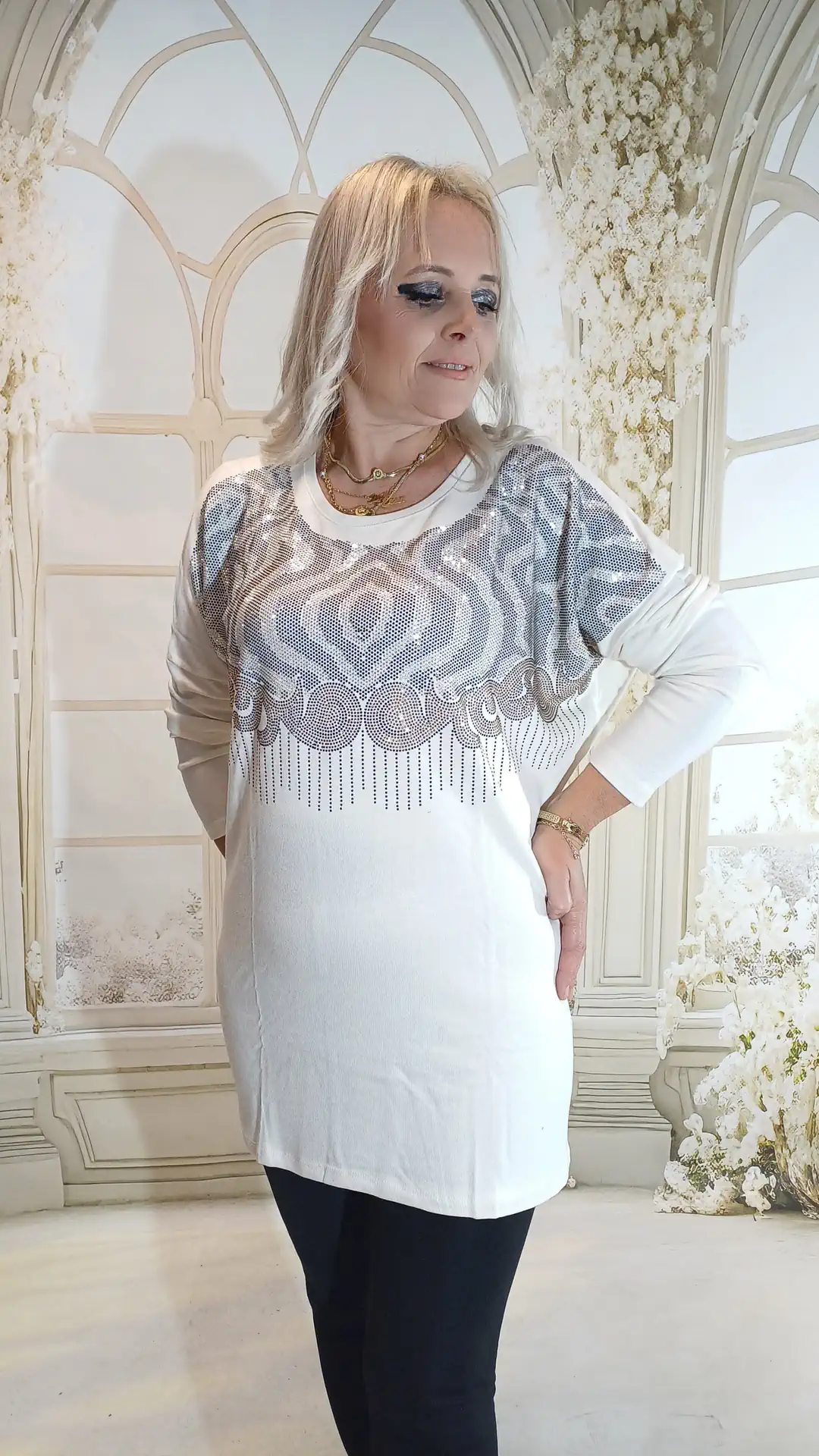 BÜYÜK BEDEN MERSERİZE TAŞLI TRİKOLAR - EKRU3