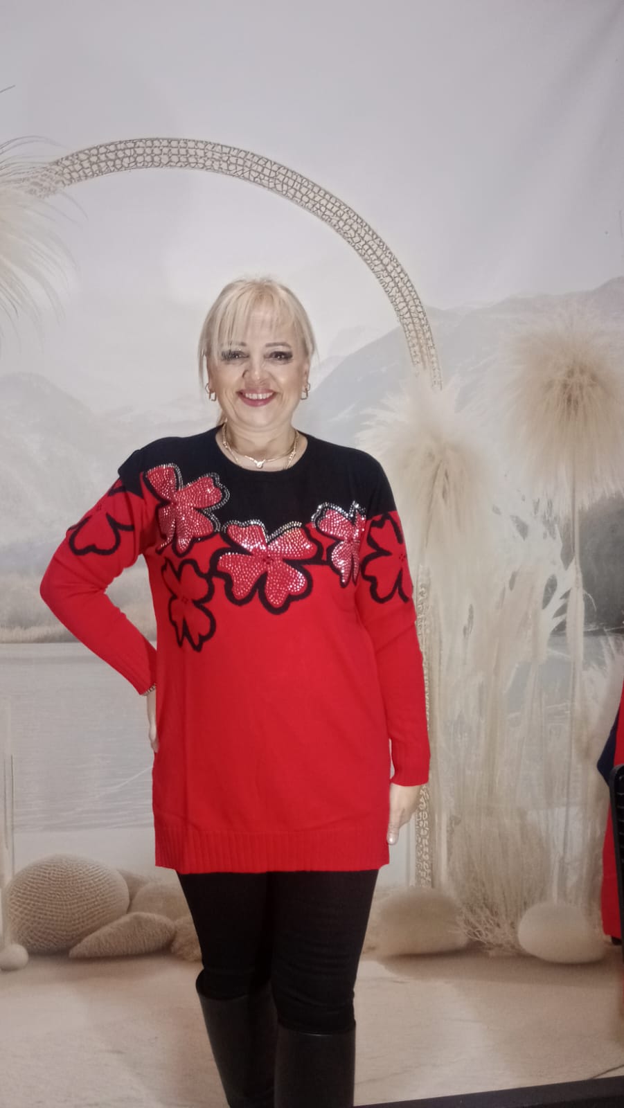 KAZAK ANGORA SERİSİ - KIRMIZI ÇİÇEKLİ