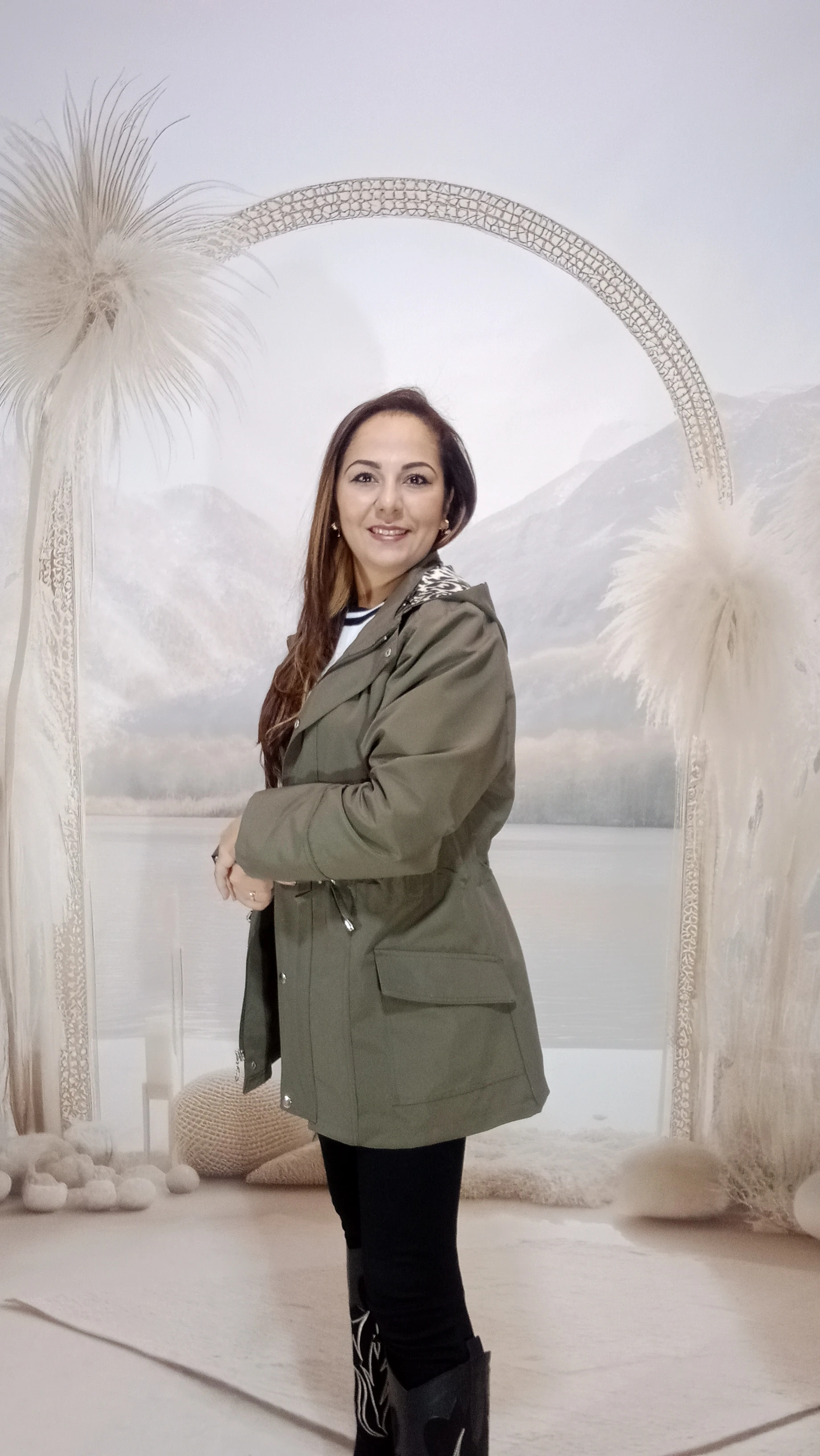 Büyük beden leopar astarlı trenckot - HAKİ