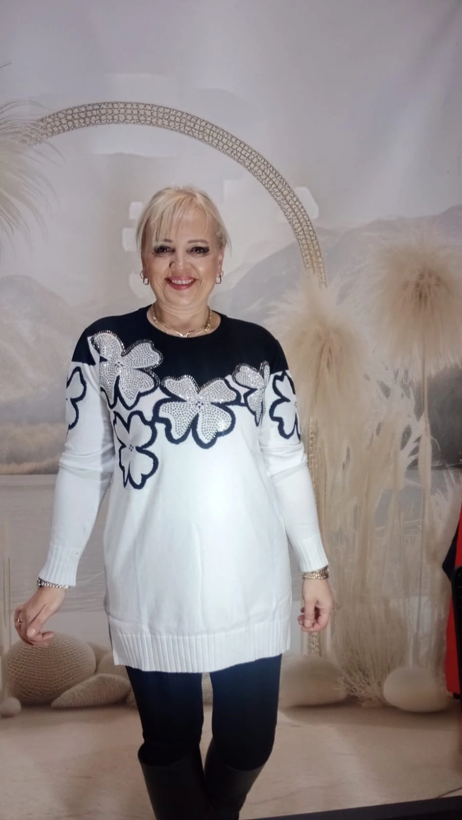 KAZAK ANGORA SERİSİ - BEYAZ ÇİÇEK