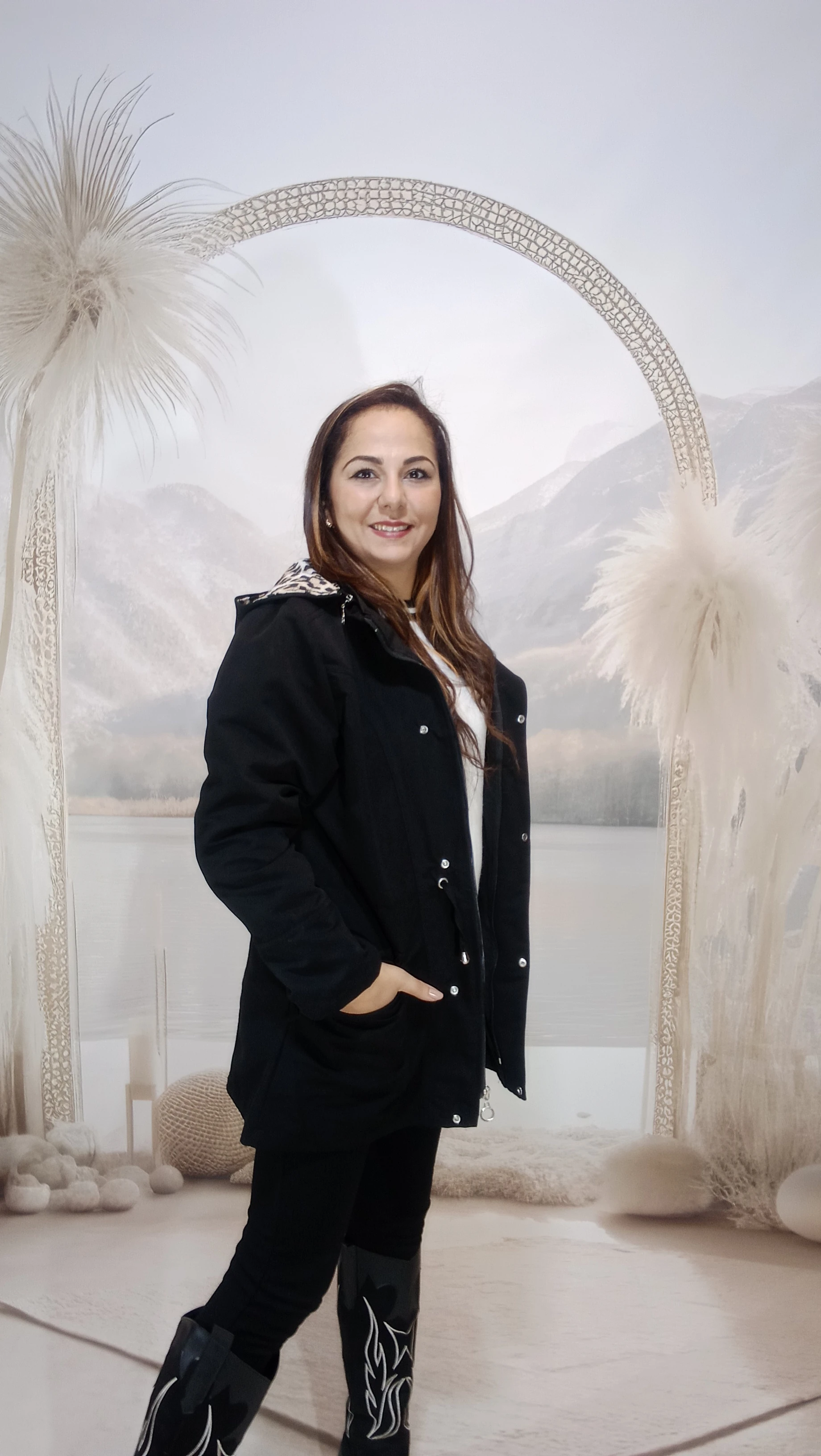 Büyük beden leopar astarlı trenckot - siyah