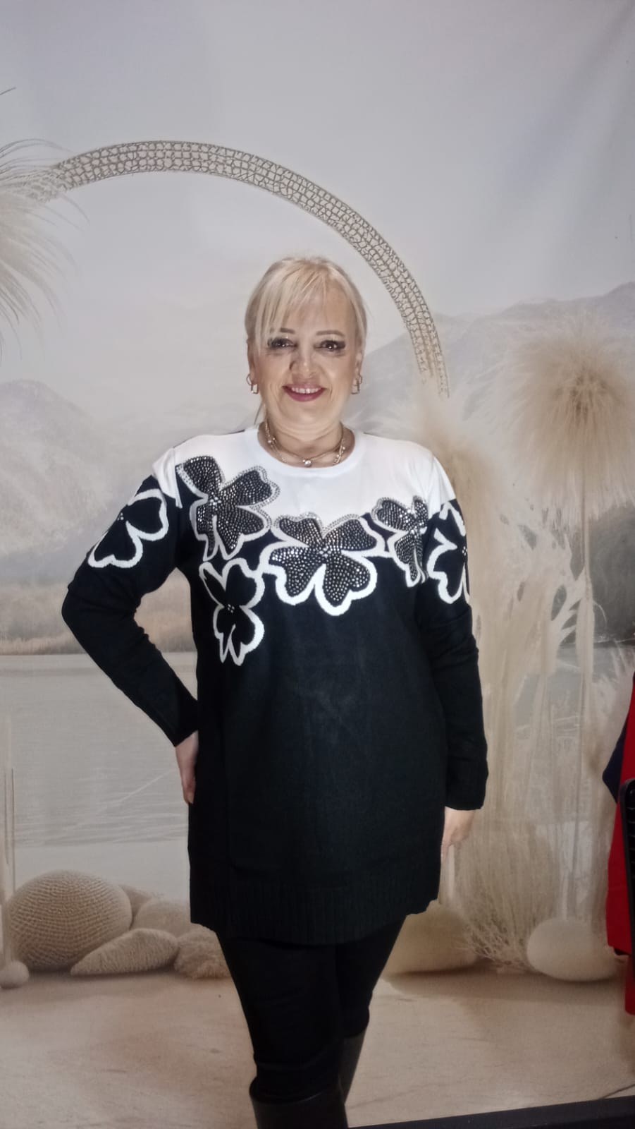 KAZAK ANGORA SERİSİ - SİYAH ÇİÇEK