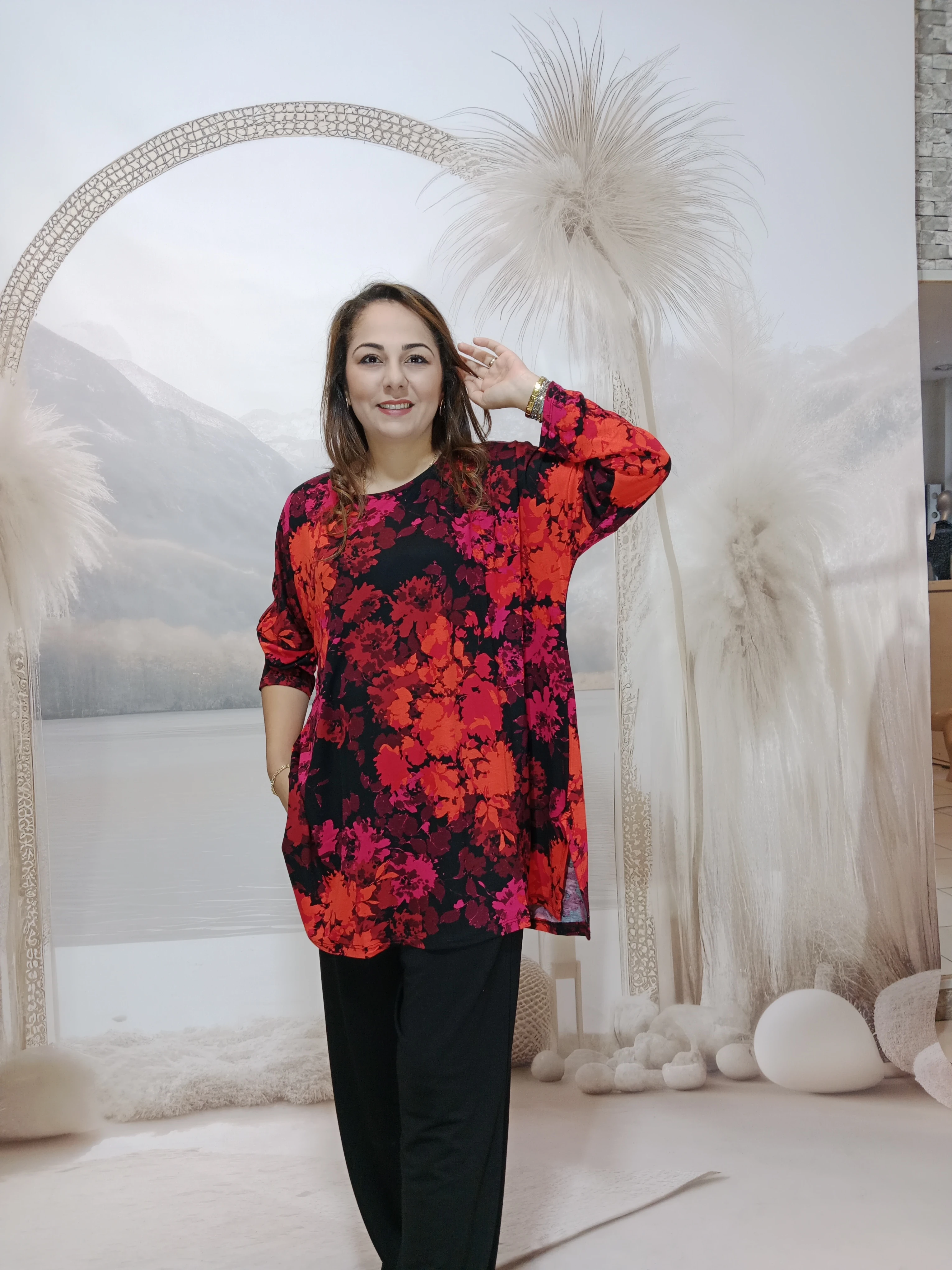 240.Pamuk viskon 2li salaş takim - KIRMIZI BATİK