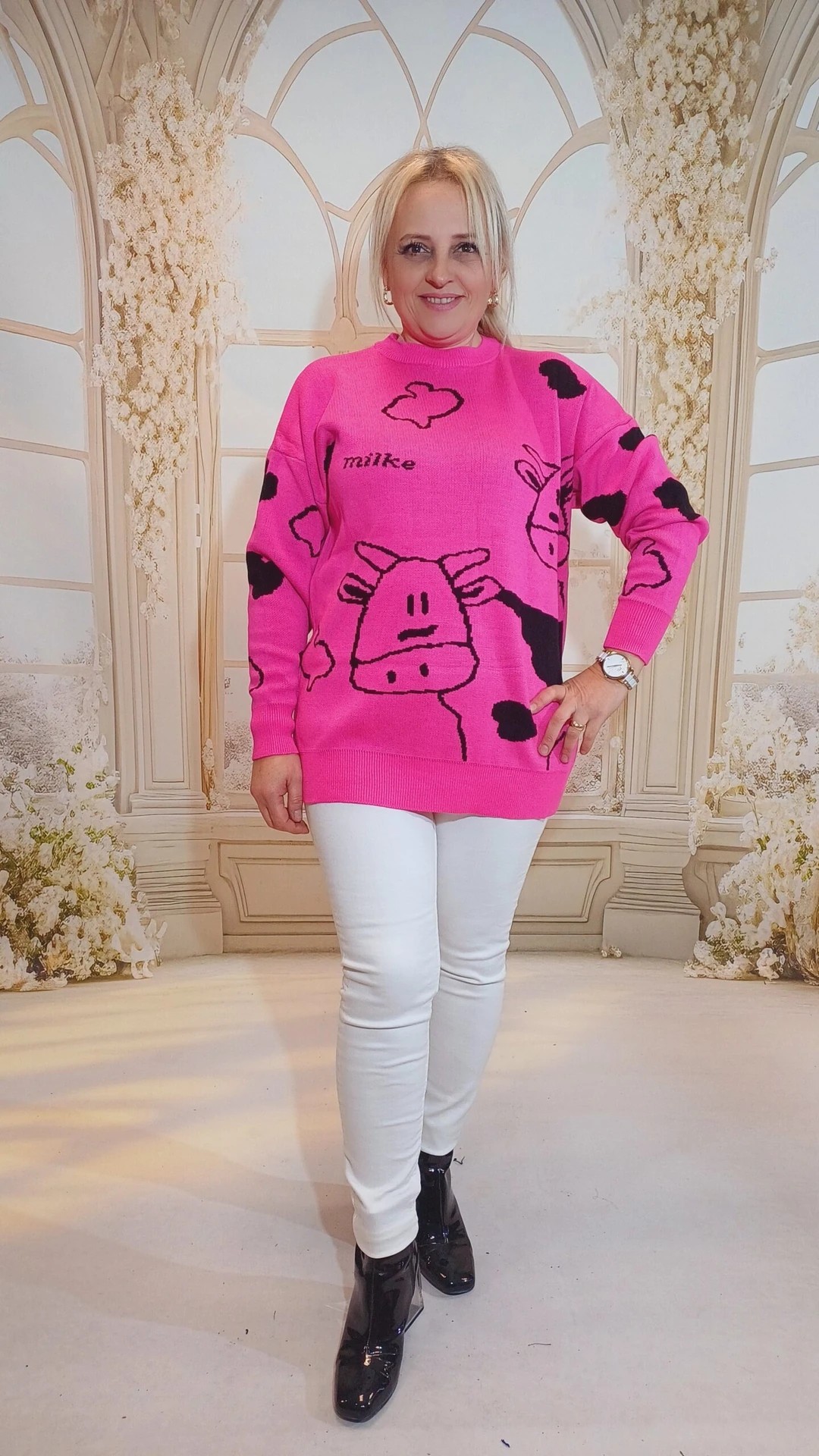 Bayan çelik örme  kazak  - PEMBE