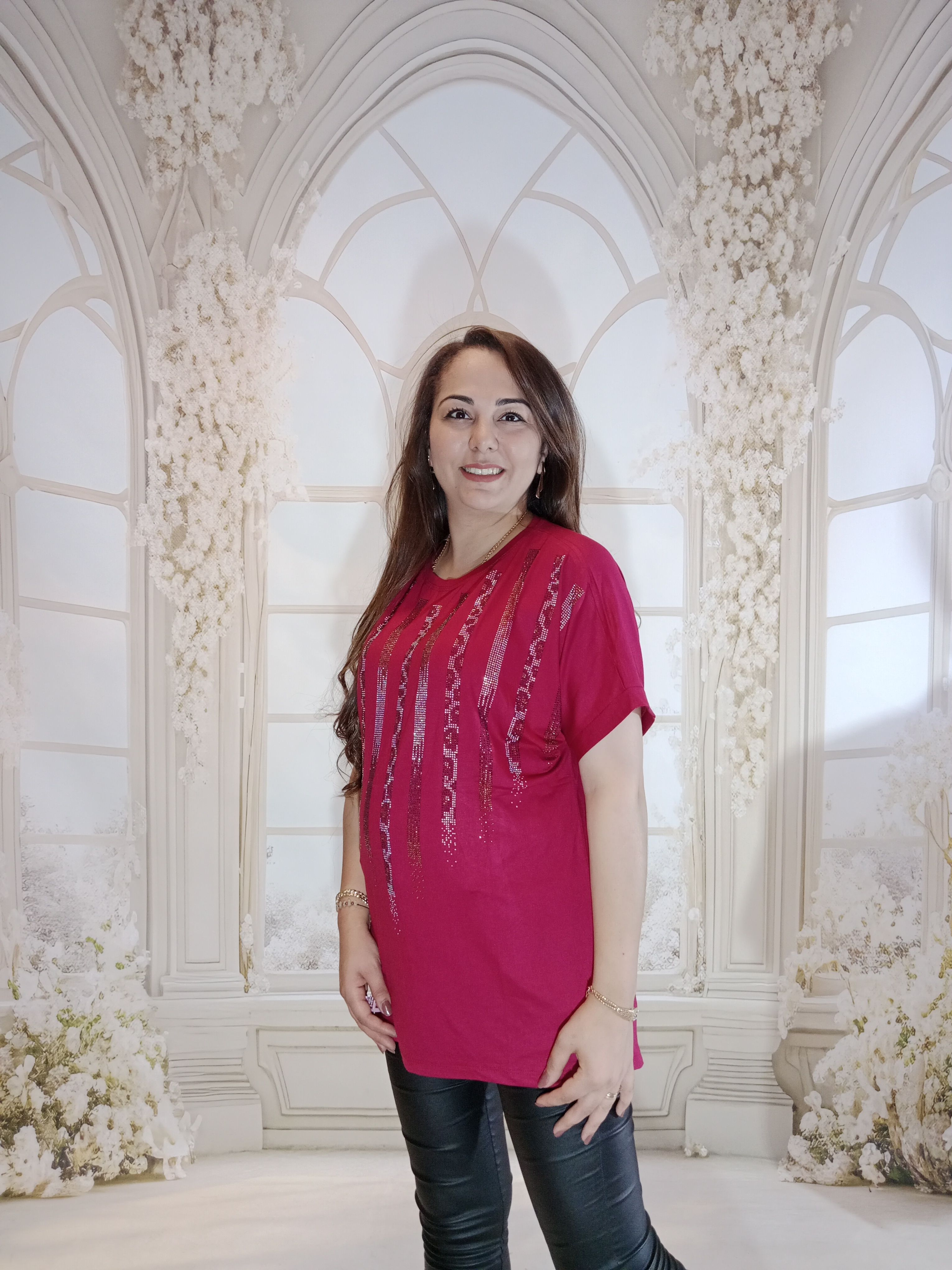 TAŞLI TSHİRT - BORDO