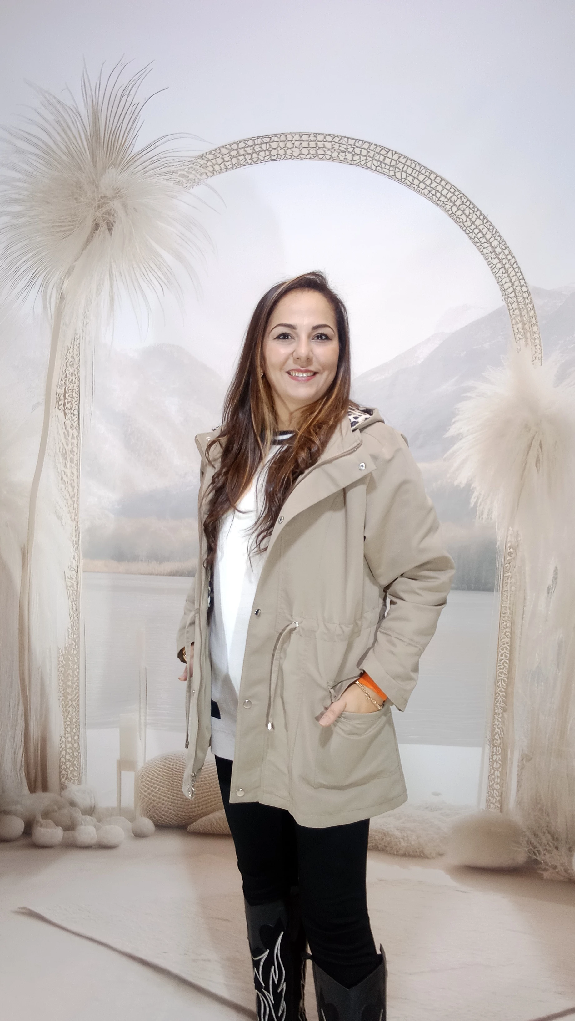 Büyük beden leopar astarlı trenckot - BEJ