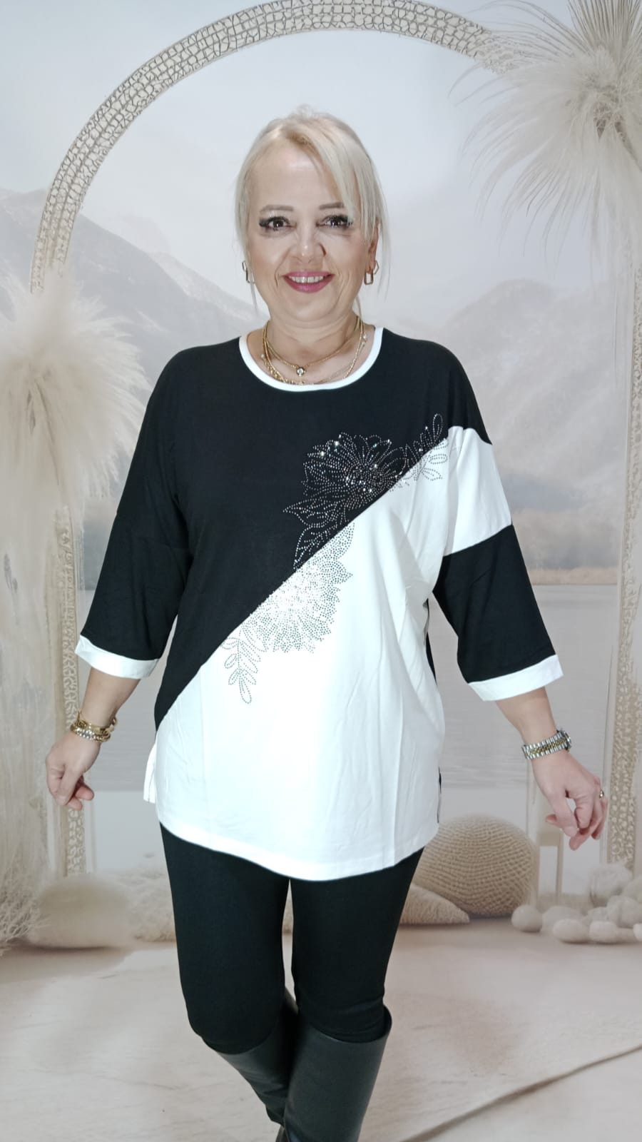 BLUZ EDAM - SİYAH BEYAZ