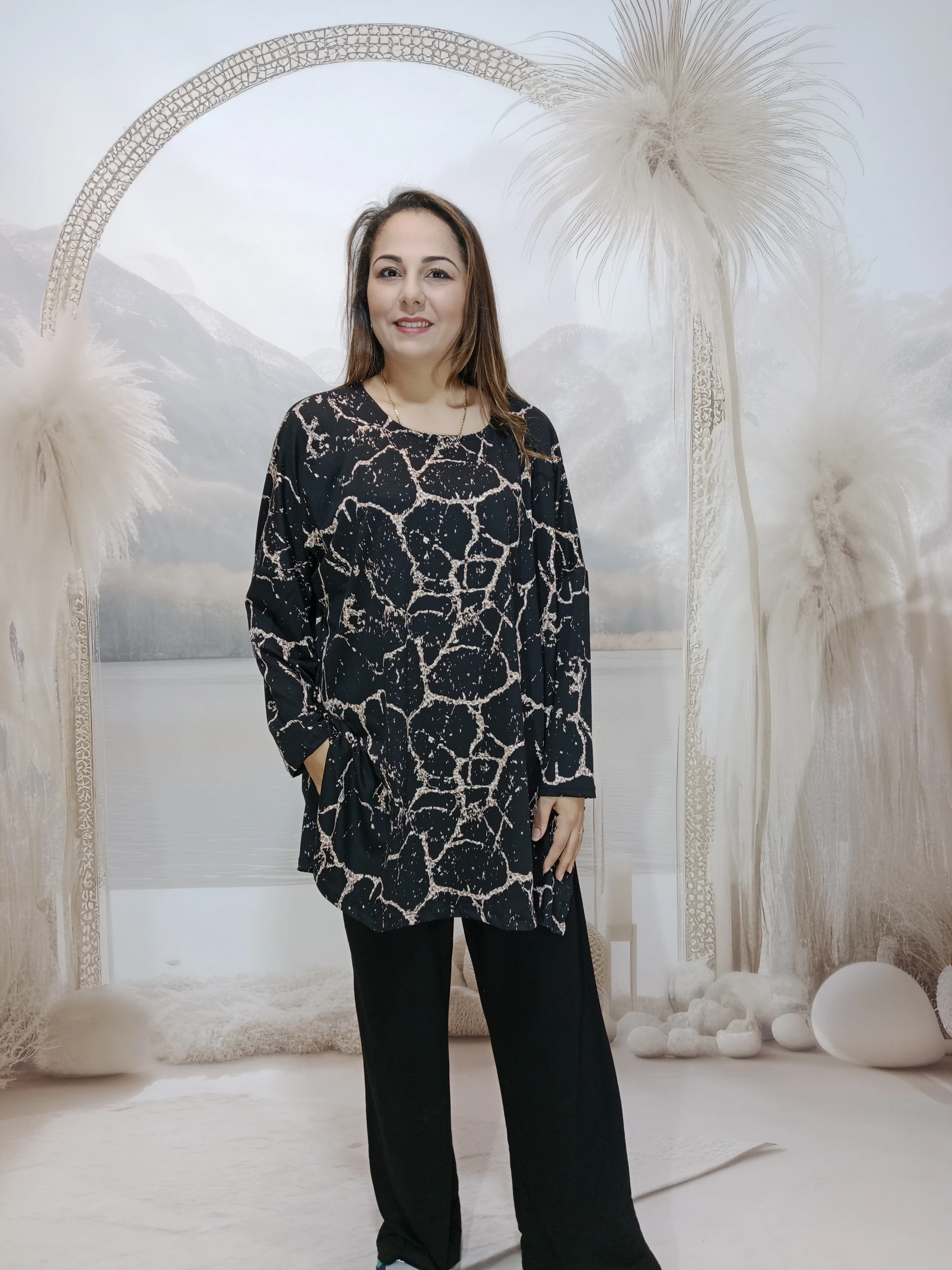 240.Pamuk viskon 2li salaş takim - MERMER DESEN