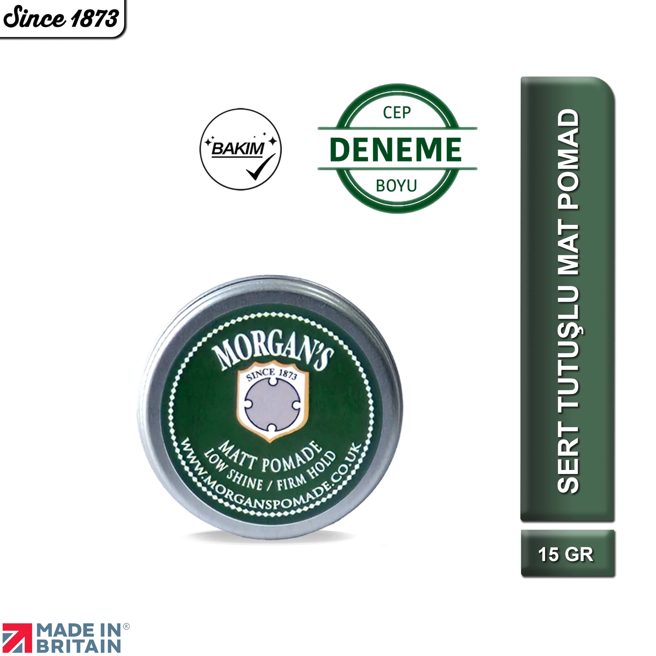 Seyahat Boy Low Shine Firm Hold Matt Pomade -Sert Tutuş, Mat Saç Şekillendirici Pomad (GREEN LABEL) 15 gr