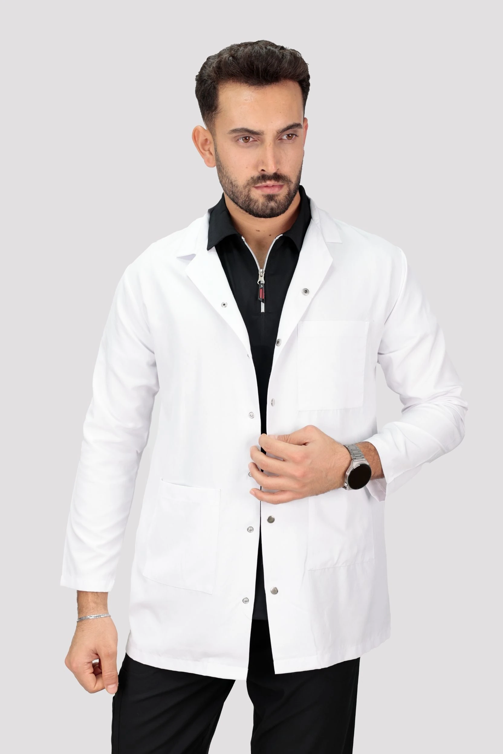 Erkek Uzun Kollu Doktor Hemşire Öğretmen Laboratuvar Önlüğü