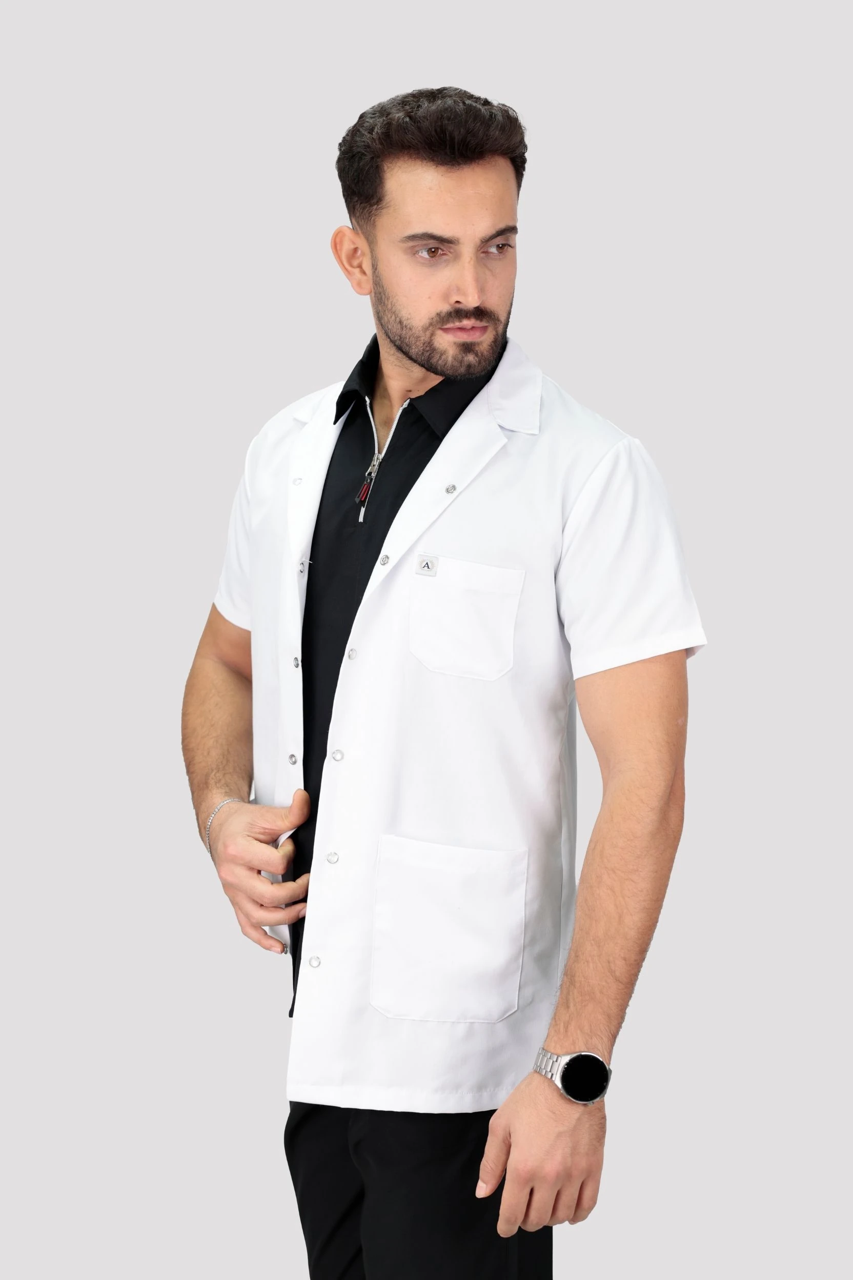 Erkek Kısa Kollu Doktor Hemşire Öğretmen Laboratuvar Önlüğü