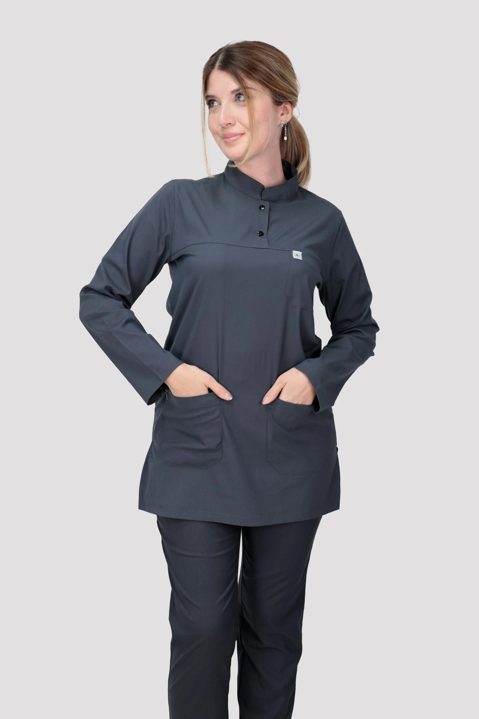 Tesettür Tek Üst Hastane Üniforması - Antrasit
