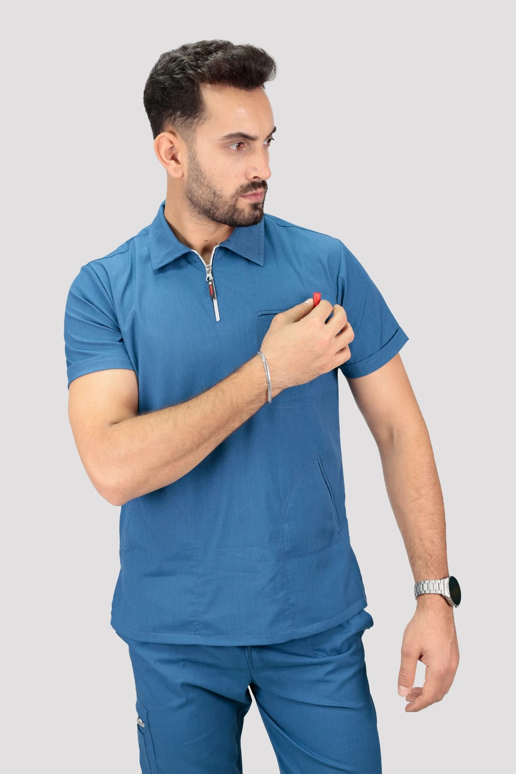 Epione Erkek Tek Üst Hastane Üniforması - İndigo