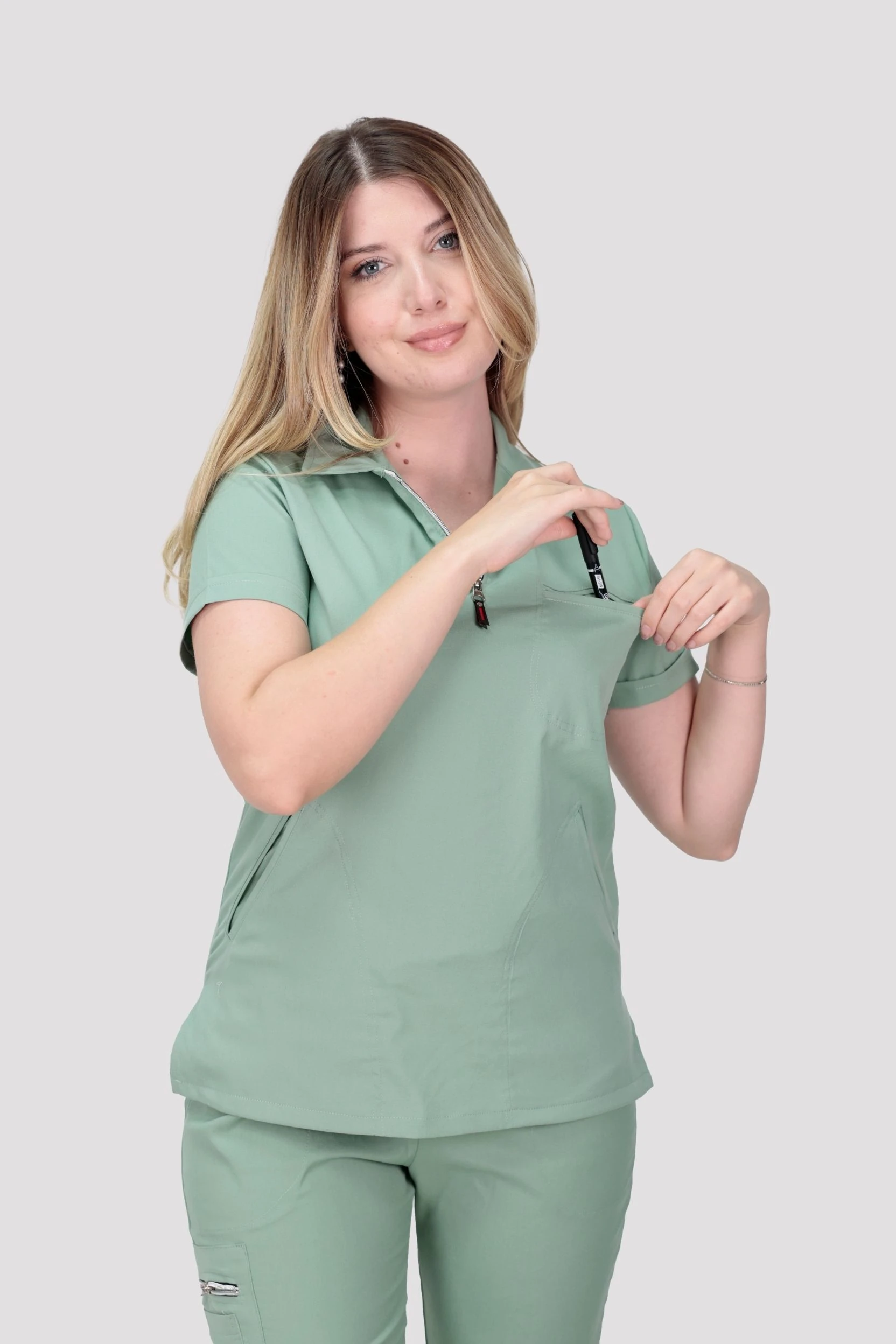 Epione Kadın Tek Üst Hastane Üniforması - Mint Yeşili