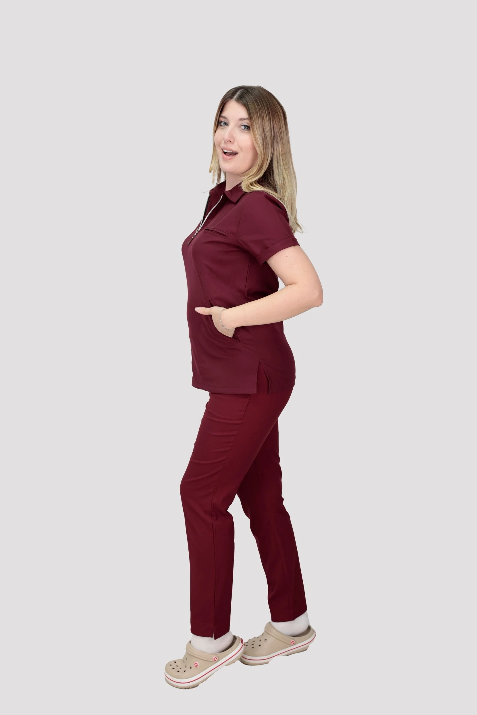 Epione Kadın Hastane Üniforması  - Bordo