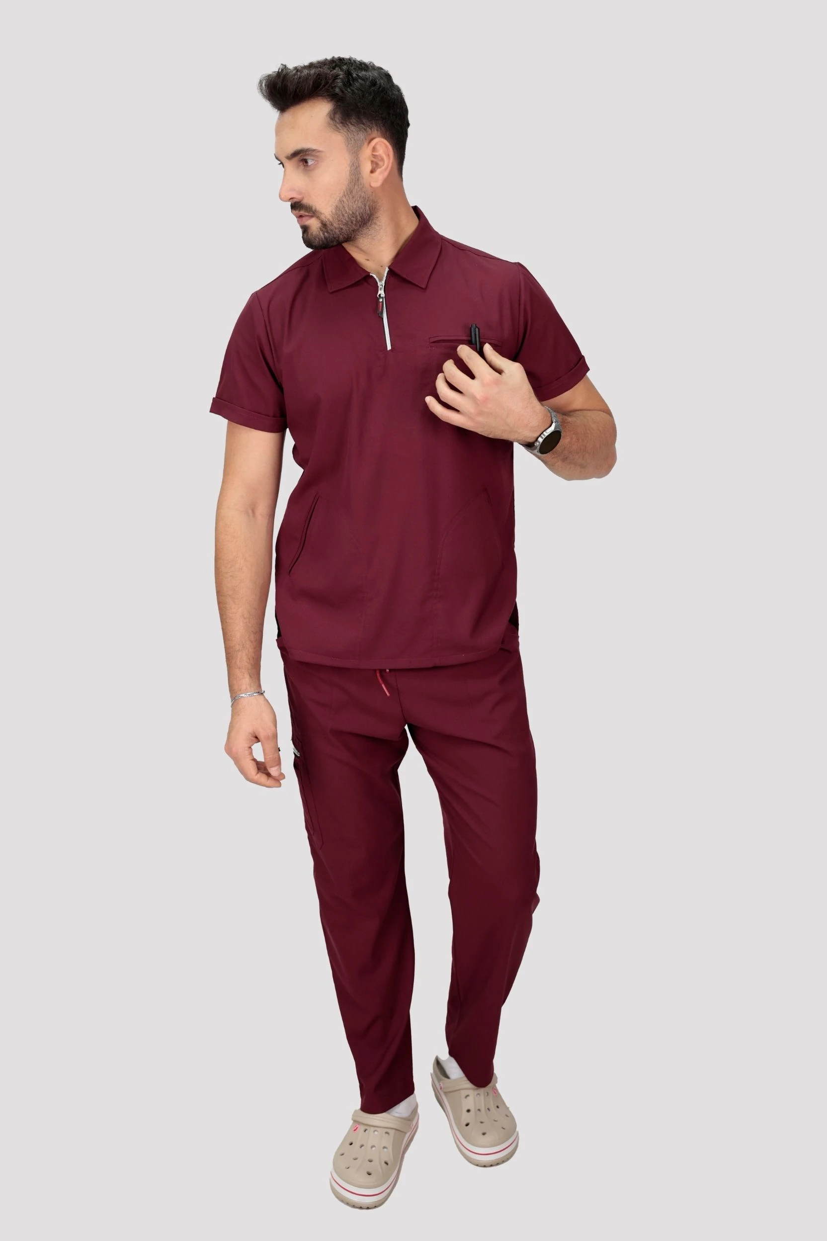 Epione Erkek Hastane Üniforması - Bordo