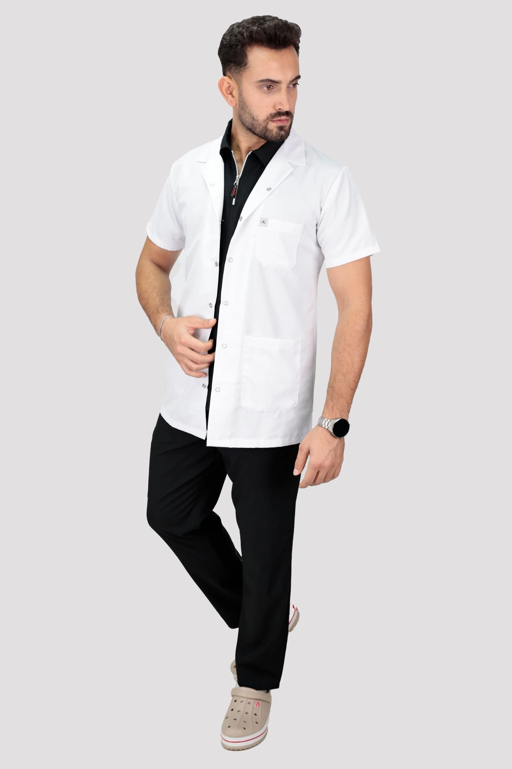 Erkek Kısa Kollu Doktor Hemşire Öğretmen Laboratuvar Önlüğü