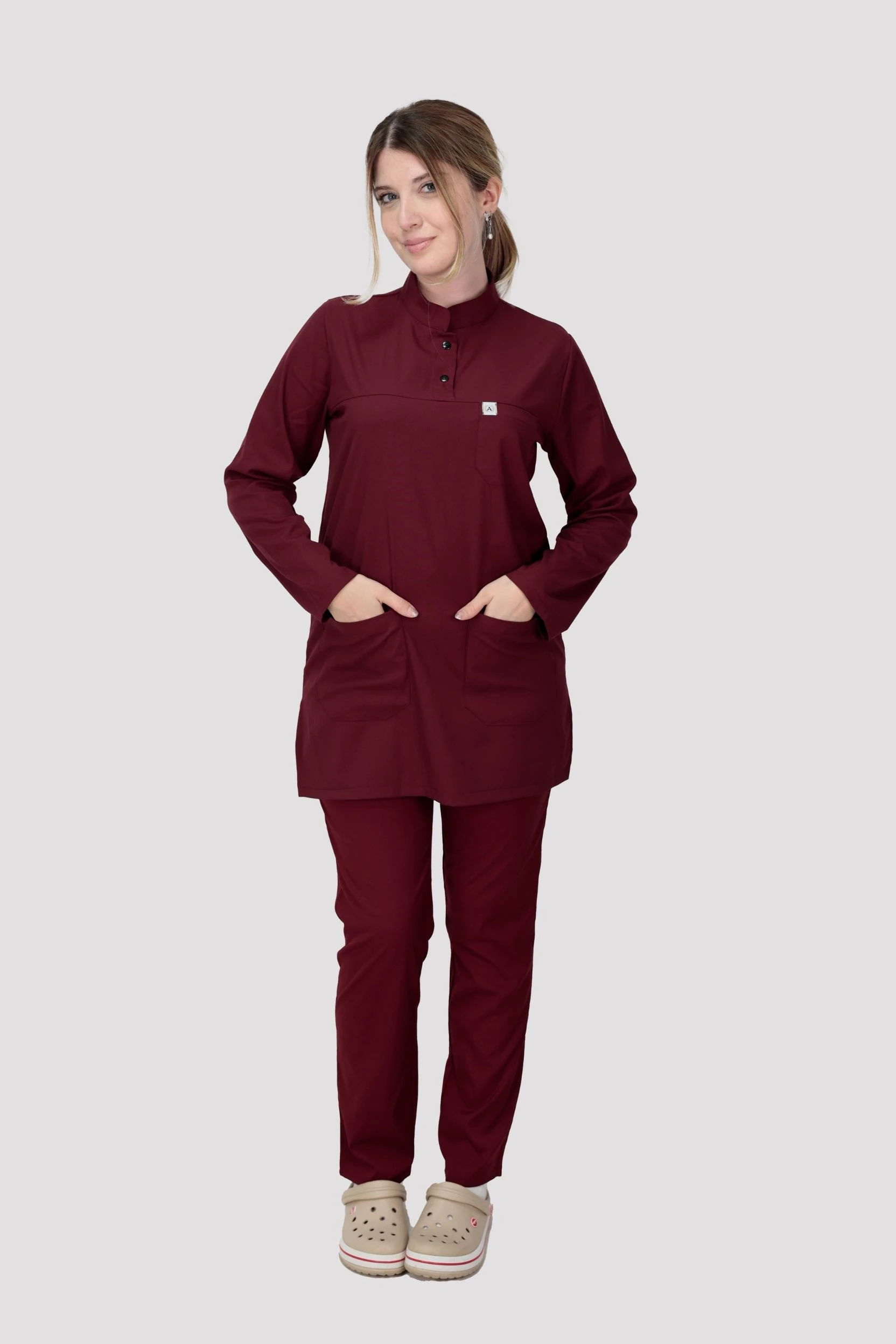 Tesettür Hastane Üniforması - Bordo