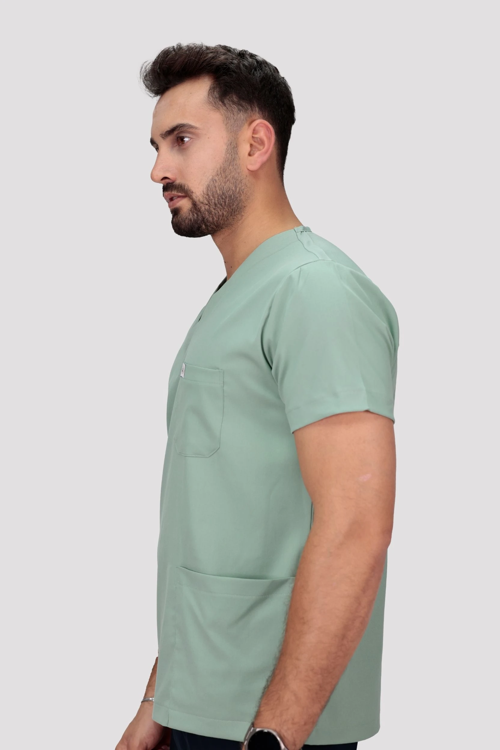 Classic Erkek Tek Üst Hastane Üniforması - Mint Yeşili