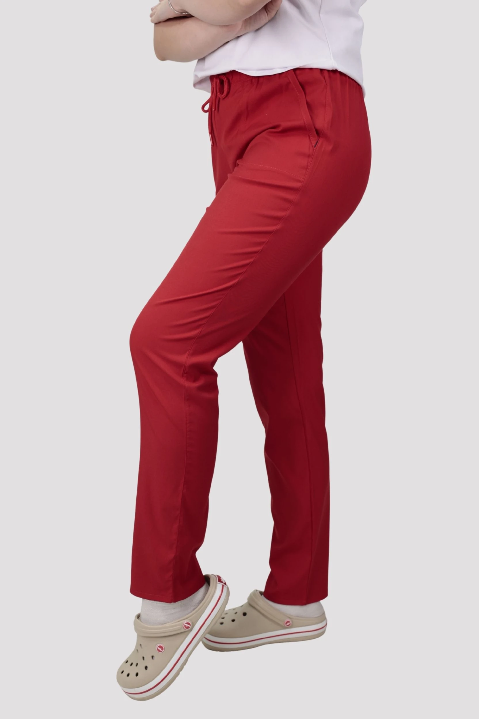 Classic Kadın Tek Alt Hastane Üniforması - Kırmızı